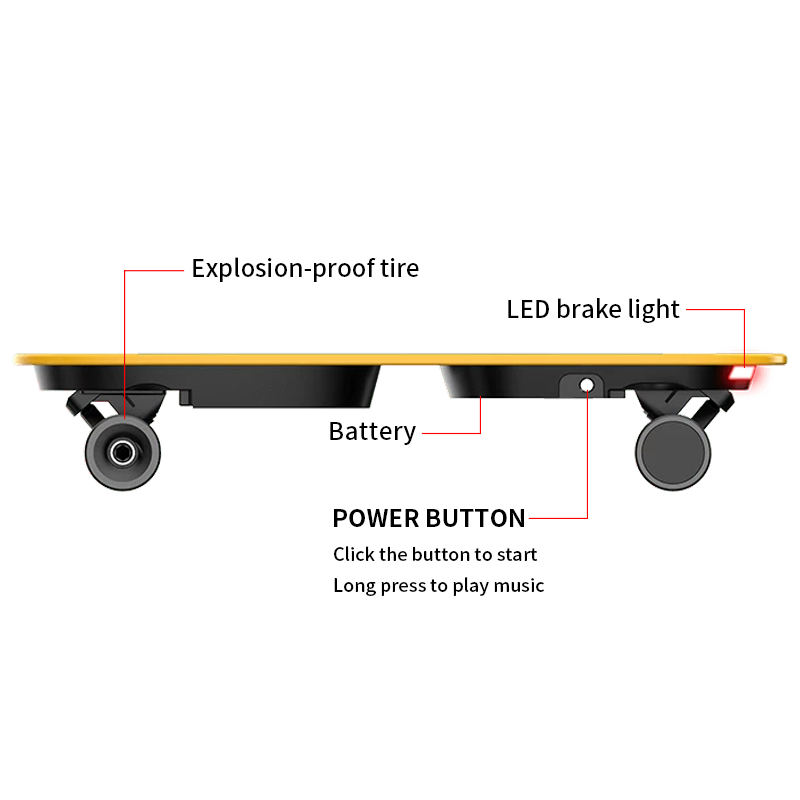 100w 15KM/H Bluetooth Portable Electric Skateboard With PU 70MM Wheel Brushless Motor