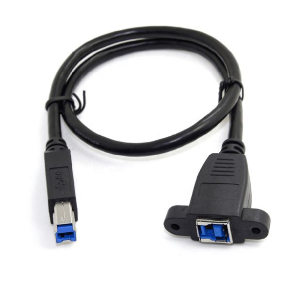 Screw Locking Stud Male To Female Panel  Mount USB 3.0 Type B Printer Extension Cable