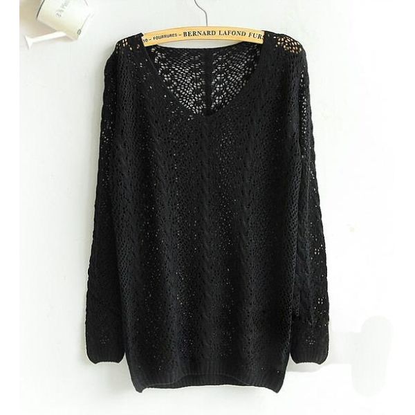 Crochet,pullover Hollow Out Golden Thread women sweater Knitted Loose Sweaters warm pullovers
