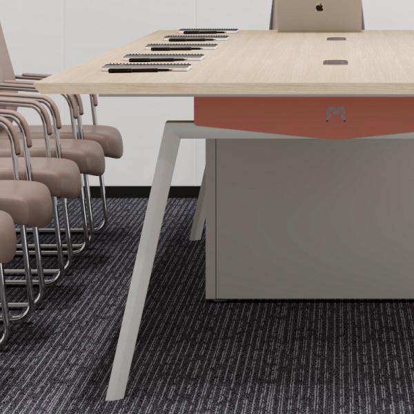 Mesa de conferência grande de 50 mm de espessura superior com tomadas de energia e caixa de cabos