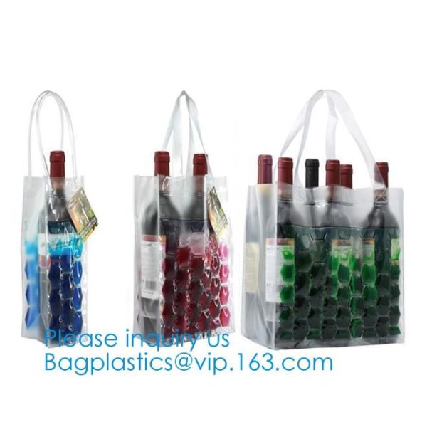 PVC Ice Bag, Wine Beer Gift Bags, Wine Bag, Drink Ice Bags, Portable Wine Bags Gel Ice Pack PVC Wine Cooler Bag With Han