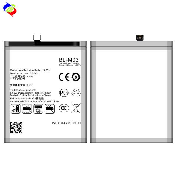 3000mAh Capacidade O Ciclo de substituição da bateria para LG K22 K22 Plus BL-M03 Carregamento rápido