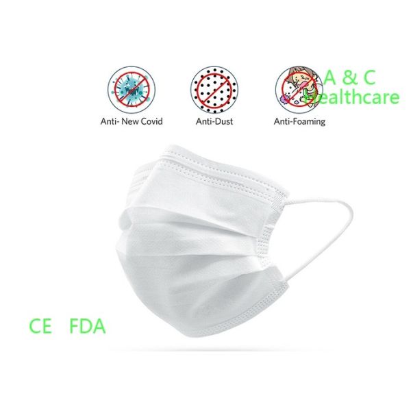 White Kids Surgical Mask With Elastic Earloop Children'S Disposable Face Masks