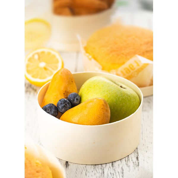 Custom Logo Poplar Bark or Custom Round Wood Veneer Fruits Container for Eco-friendly