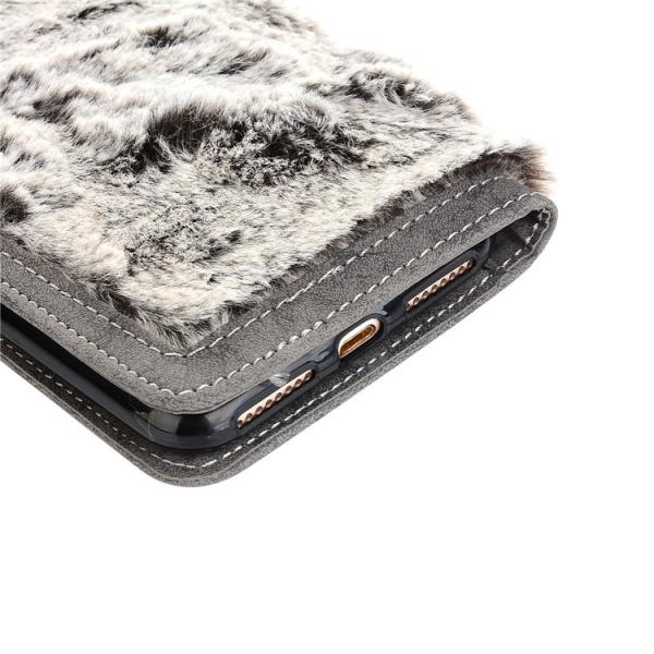 Flip Wallet Fur Leather Phone Case for iPhone 7Plus, For iPhone 8 Plus Fur Wallet Case