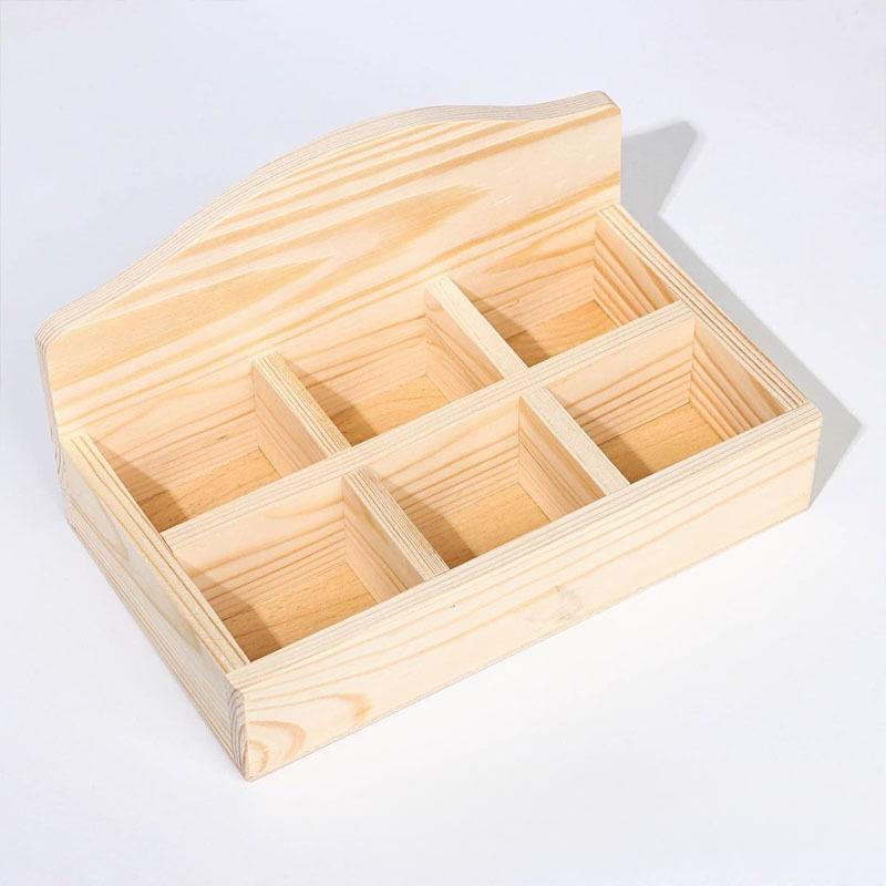 Desktop Wooden Storage Box Divided Display Box Log Tray Coffee Bag Tea Bag Organizer Storage Box