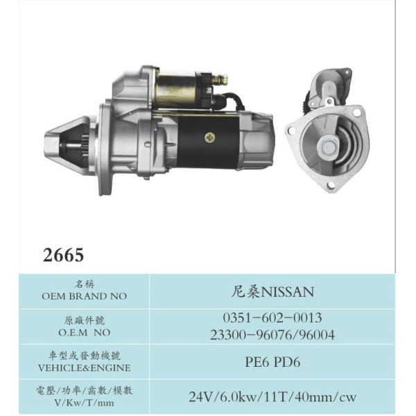 Carparts Sawafuji Starter Motor Hs 8511409900 PE6 PD6 0351-602-0013 23300-96076/96004