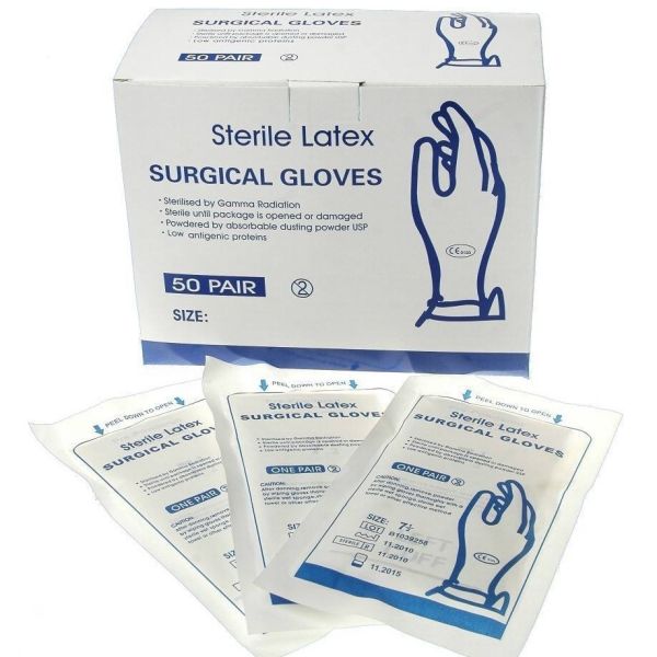 Gants chirurgicaux orthopédiques stériles en latex jetables de qualité médicale, consommables