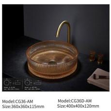 Functional Glass Basin Sink Polished For Contemporary Bathroom