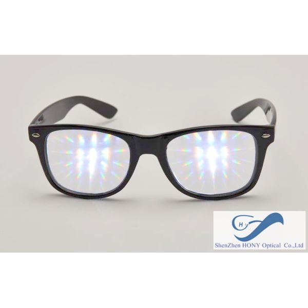 Party Plastic Frame 3D Diffraction Glasses , Durable Rainbow Prism Glasses