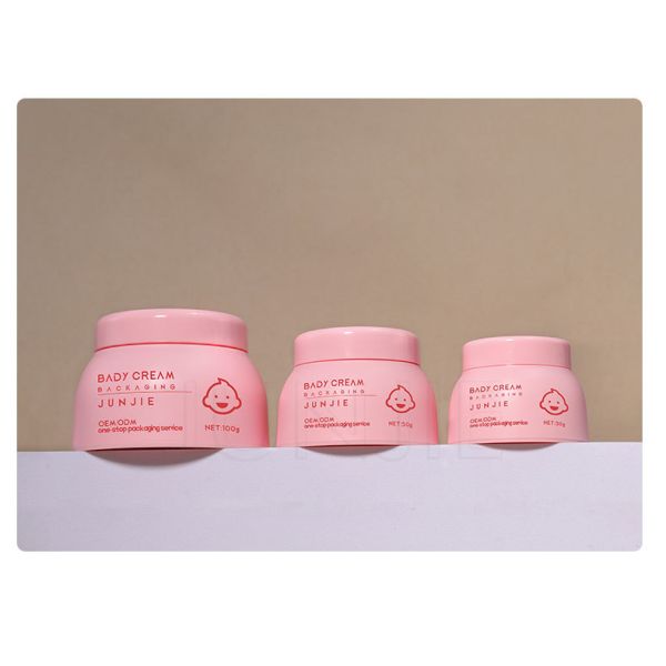 Jarrón de crema para bebés ecológico Cosmético Rosado Cara Ojo Jarrón de plástico 30ml 50ml 100ml Jarrones cosméticos con tapa de tornillo