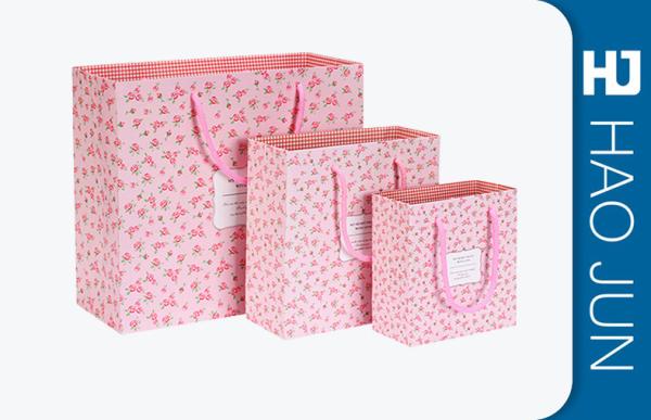Custom Boutique Shopping Bags 100% Recyclable Gift Paper Bags Pink Color