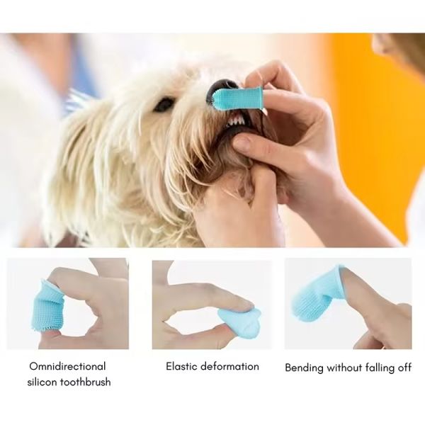 Brosse à dents douce pour chien Brosse à doigts en silicone Brosse à doigts pour chiot Nettoyage des dents facile