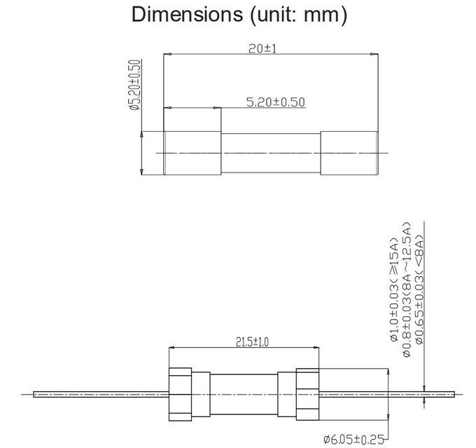 взрыватель 5x20mm миниатюрного плавкого патрона 250V 300V 1.25A 2.5A 6.3A быстрый действующий керамический