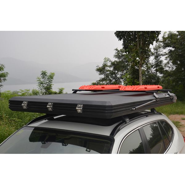 Roof Basket Outdoor Aluminum Hard Shell Roof Top Tent with LED Light Strop Cover Design