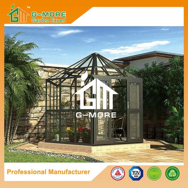 Aluminum Greenhouse-Hexagon Series-320 X 283 X 275CM-Dark Grey Color- PC or Glass