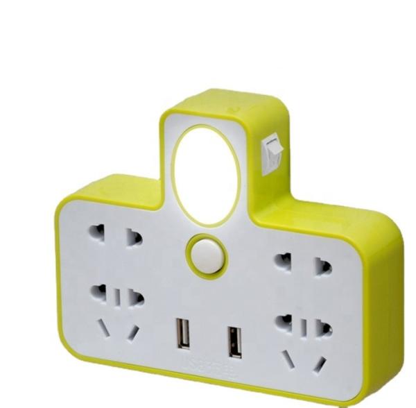 Hot Sale Converter USB Conversion socket With Night Light With Switch export to South America, Middle East and Africa