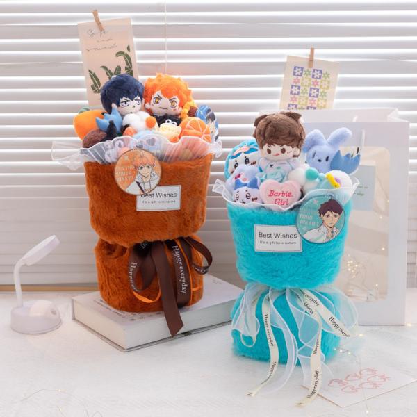 Anime Haikyuu!! Volleyball Boy Plush Doll Bouquet - Creative 2D Gift for Boyfriend/Husband, Qixi Valentine's & Birthday Present