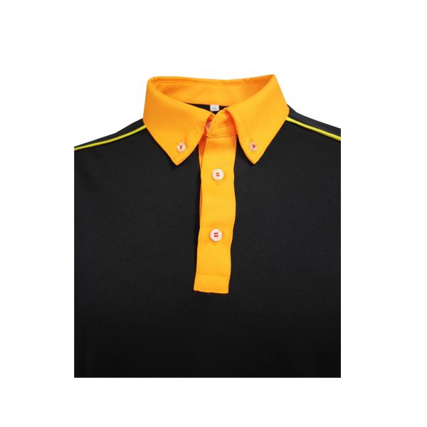 180GSM 100% Polyester T-SHIRT & POLO For Men Color Orange Contrast Black