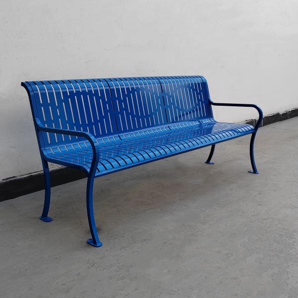 Laser-Cut Outdoor Metal Benches Square Steel Legs Durable And Safe