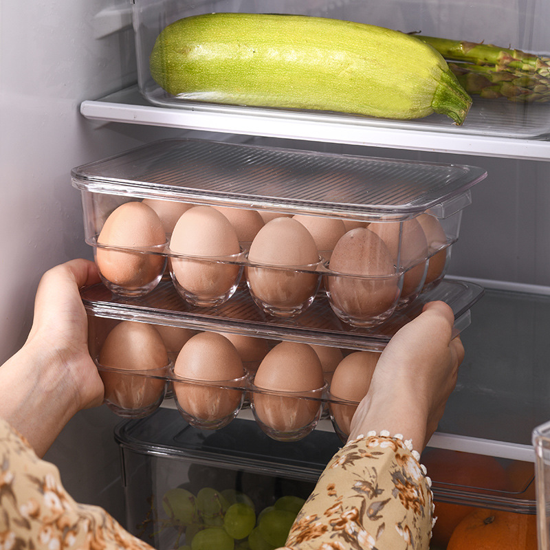 Transparent Acrylic 12-Grid Egg Storage Box with Lid Clear Refrigerator Organizer for Chicken Duck Eggs Kitchen Food Container