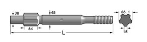 Boart HD 155 High Grade Alloy Steel Shank Adapter With 580 Length And R32 / T38 Thread Type For Drifting And Mining