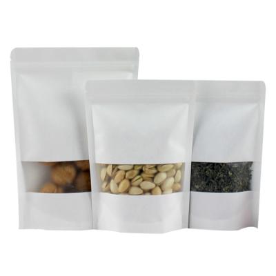 Biodegradable PLA White Paper Stand Up Pouches Resealable Zipper Bags  16 oz