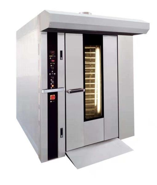 32 Trays Gas Rotary Rack Oven For Bread with stianless steel body sliver color