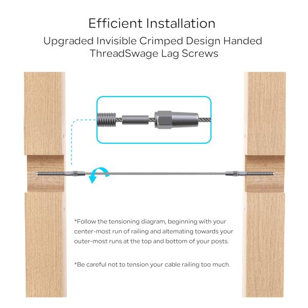 Tensión de cuerda de alambre ajustable de 1/8 pulgadas con tornillos de retraso roscados de la mano izquierda y derecha para el kit de barandillas de cable interior y exterior