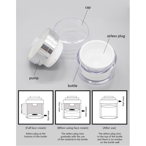 15г Безвоздушная косметическая банка Акриловый контейнер для ухода за кожей / волосами для крема гель лосьон