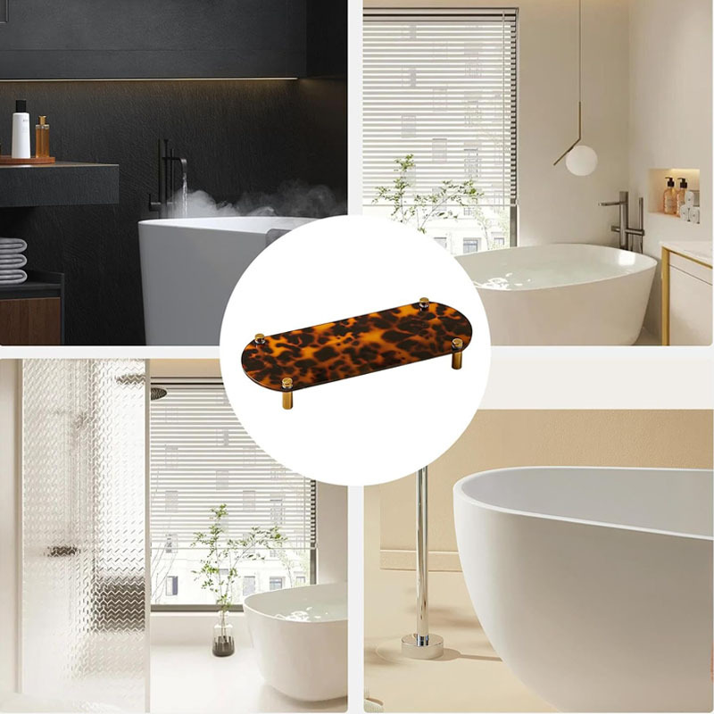 Wholesale Custom Home Use Leopard Print Acrylic Single Layer Jewelry Fragrance Display Storage Rack for Bathroom Desktop