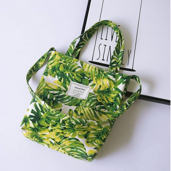 Thick canvas bag diagonal handbags Korean literary minimalist portable shoulder bag shopping bag