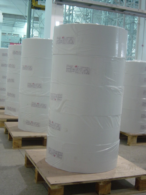 Jumbo adhesive thermal paper rolls with smooth pure pulp