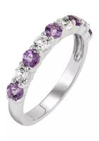 Amatista y Sapphire Ring With blanca creada 925 Sterling Silver