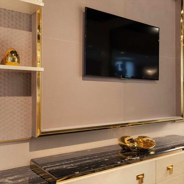 2.4m Leatherette Entryway Table With Cabinets Italian TV Accent Console
