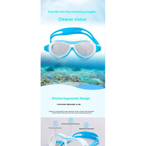 Professional outdoor swimming goggles, featuring anti-fog and UV protection functions, and providing a comfortable fit to wear.