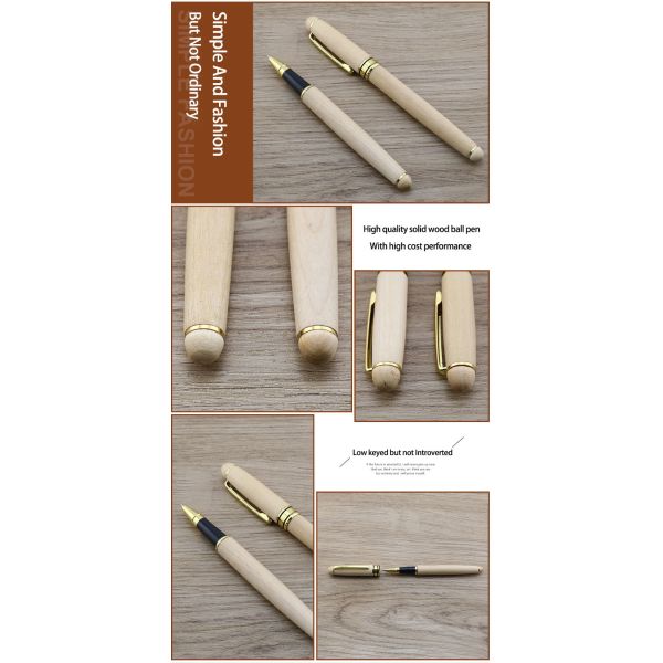 Escrita de firma de madera de arce retro 0.5mm Clip de metal bolígrafo comercial de rodillo