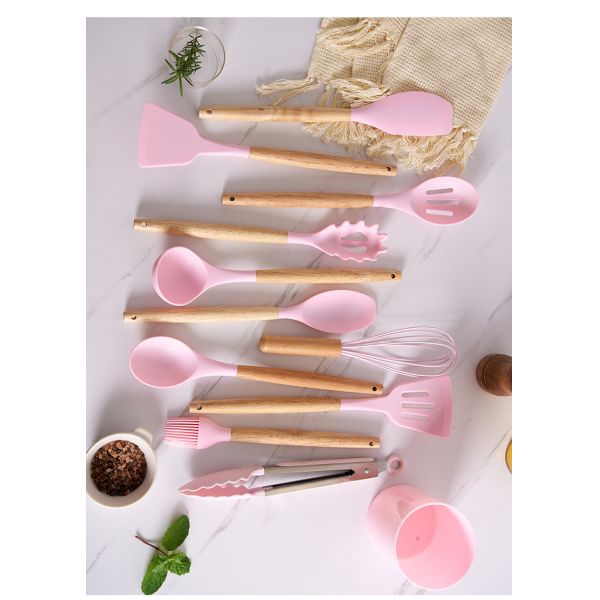 33 Piece Nonstick Cookware Set with Multicolor Frying Pans and Chinese Spatula Spoon