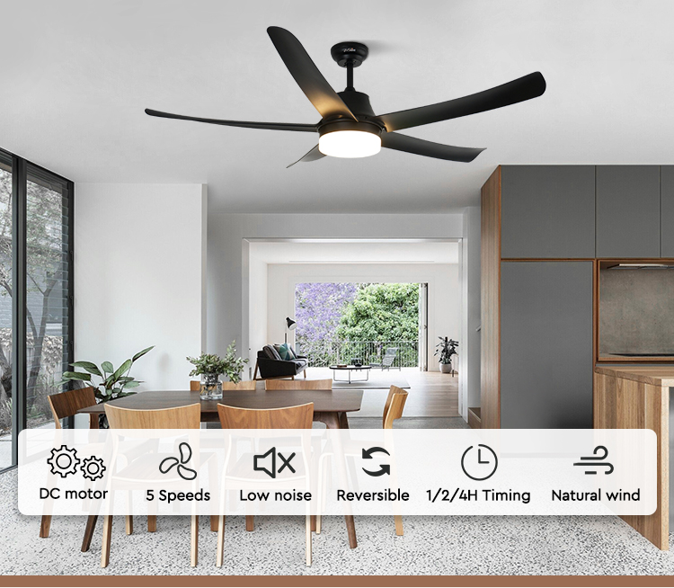 ceiling fan 38W потолочный вентилятор тома воздуха 56 дюймов большой безшумный со светлым выбором 5 скоростей