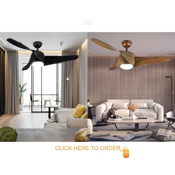 132cm 3 lâminas ABS Ventilador de teto de baixo ruído para casa / hotel / escritório Material do corpo da lâmpada de metal