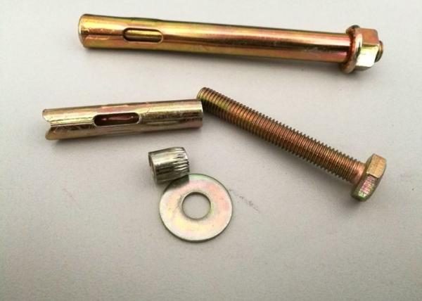 YELLOW ZINC PLATED SLEEVE ANCHOR BOLTS WITH HEX FLANGE NUT DIN BSW ANIS STANDARD