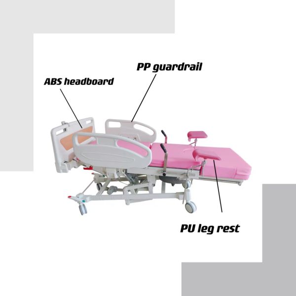 Lit de maternité hôpital table d'examen gynécologique couleur rose