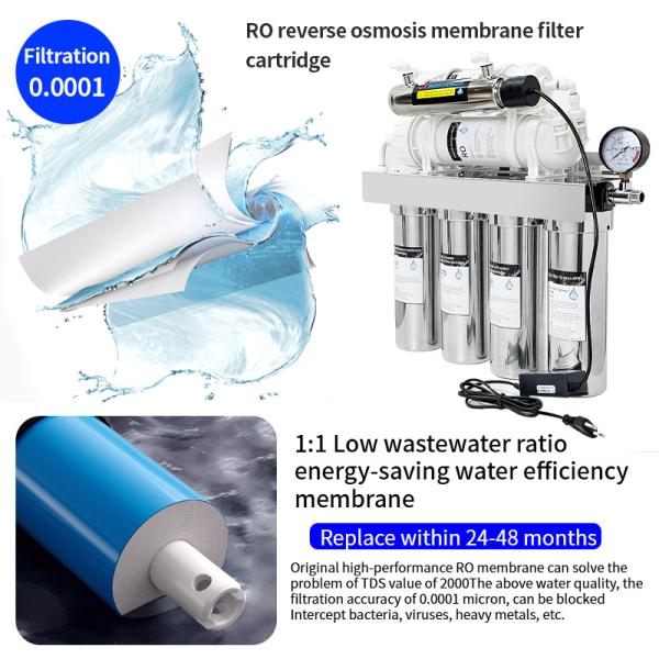Reverse Osmosis UV Water Purifier 0.0001microns 600G For Direct Drinking Water