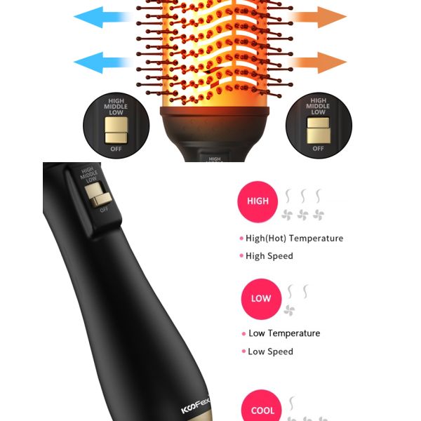 4 In 1 Multi Functional Hot Air Dryer Comb Brush Hair Curler Tourmaline Ceramic
