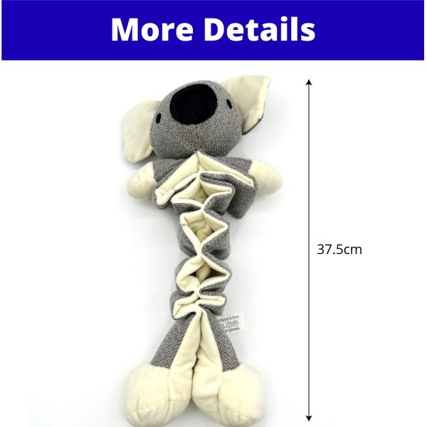 Stretchable Koala Dog Toy Plush Squeaky Toy With Crinkle Sound For Aggressive Chewers