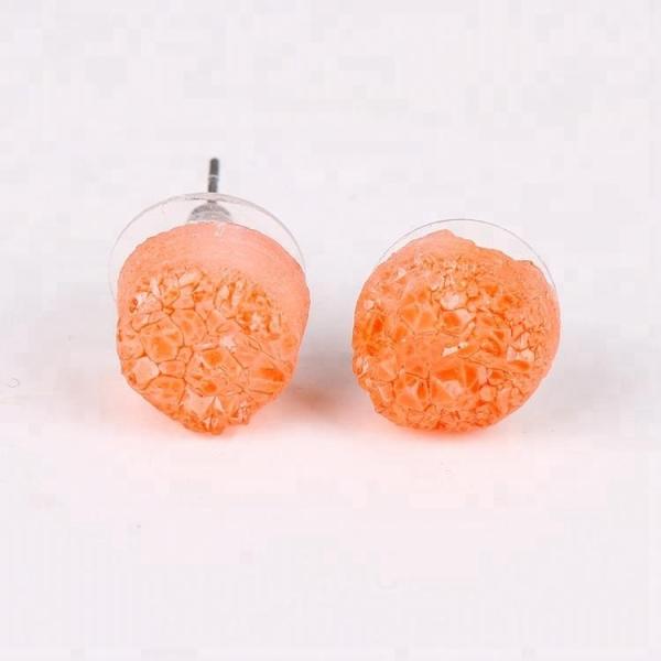 Natural druzy fancy cute small charms post stud earrings stainless steel ear needle