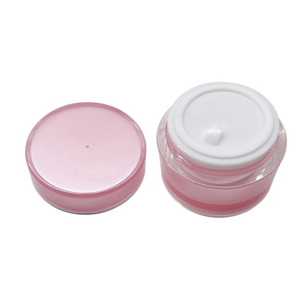 Round Pink Double Layer Cosmetic Cream Jar 50ml Portable Cosmetic Packaging Jars