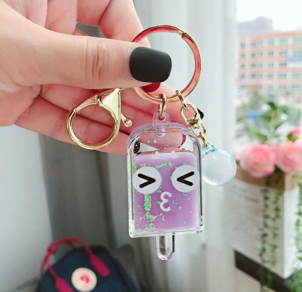 Ice Cream Acrylic Keychain Mini Popsicle Keyring Kids Bag Pendant Charm