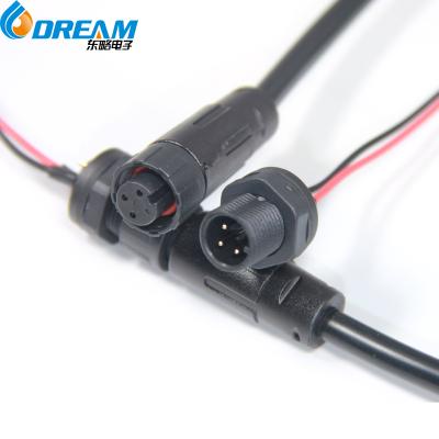 CQC Conector de montagem de cabo de fio à prova d'água 5 núcleos Conector LED preto M12