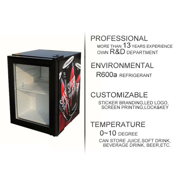 21L top single glass door beverage hotel mini fridge SC21